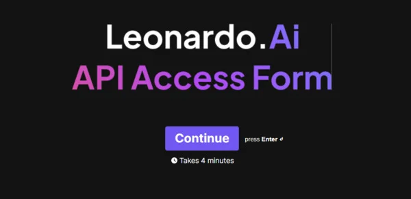 Leonardo AI API access form