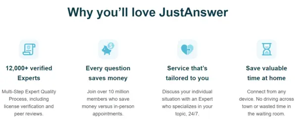 Screenshot of JustAnswer main features