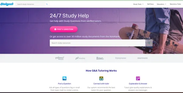 Screenshot of Studypool Homepage