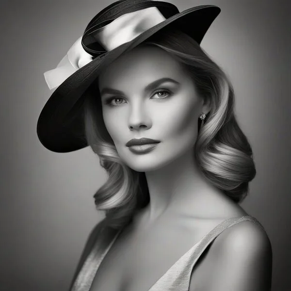 black-and-white portrait of a young lady