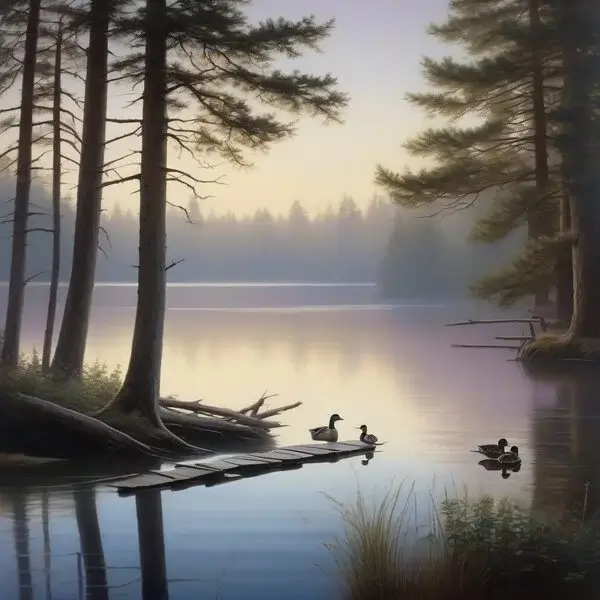 tranquil lakeside scene