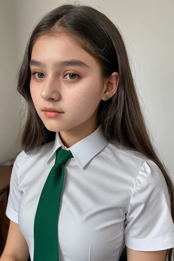 Green Tie, White Top